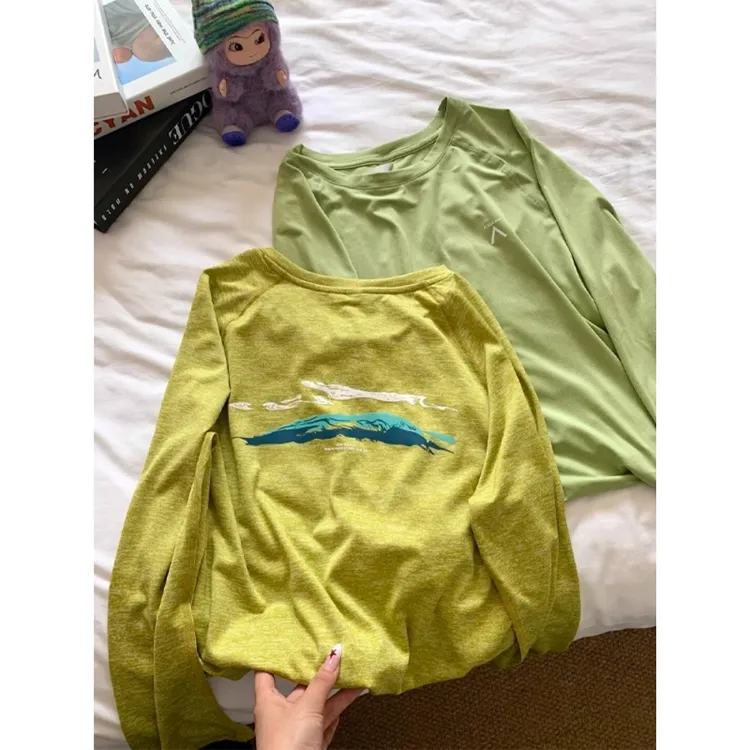 轻薄吸湿排汗透气长袖t恤男女夏季薄款山系户外速干骑行服防晒衣