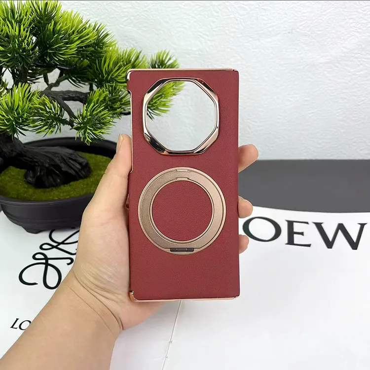 适用华为MateXTs手机壳新款真皮磁吸双中轴保护XT无线充电商务