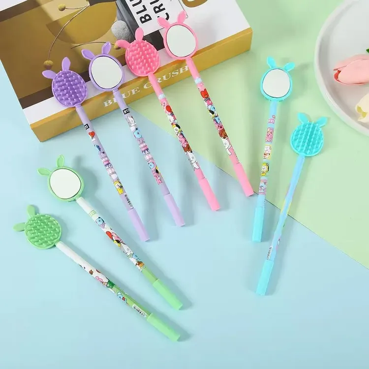 【翻倍】韩国创意可爱镜子笔炭黑造型镜子小雏菊汽车摆件饰品