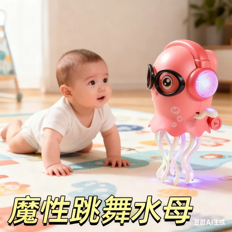 创意魔性跳舞水母仿真电动鱿鱼自动感应避障多功能儿童早教款神器