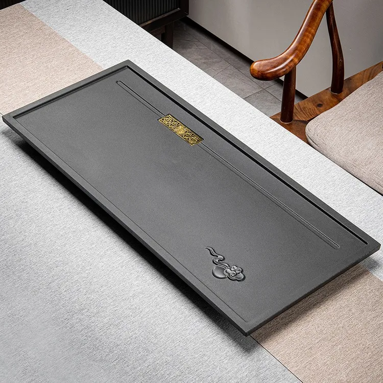 祥云合成乌金石茶盘家用客厅福建泉州石茶盘功夫茶具托盘乌金石