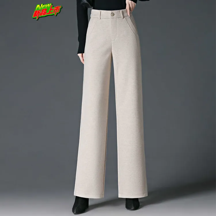 哥弟阿玛施正品女装羊绒女裤阔腿裤秋冬新爆款宽松毛呢直筒休闲裤