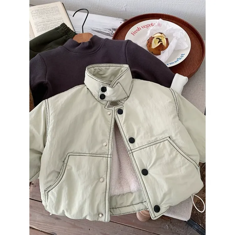 儿童棉衣男女童2025秋冬兔毛加厚棒球宝宝痞帅加绒外套小童棉服潮