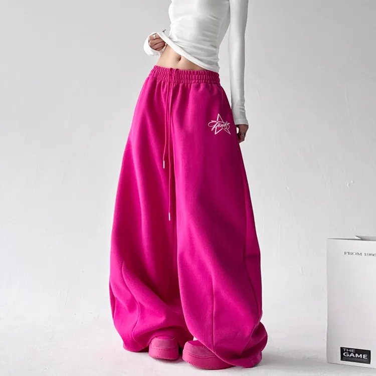 韩系少女风慵懒休闲运动卫裤女加厚显瘦宽松爵士舞束脚抽绳拖地裤