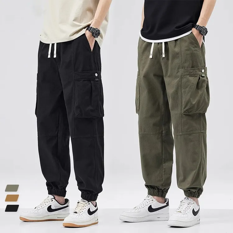 Cebrodz美式复古纯棉工装休闲裤男士春季新款束脚宽松休闲裤子男