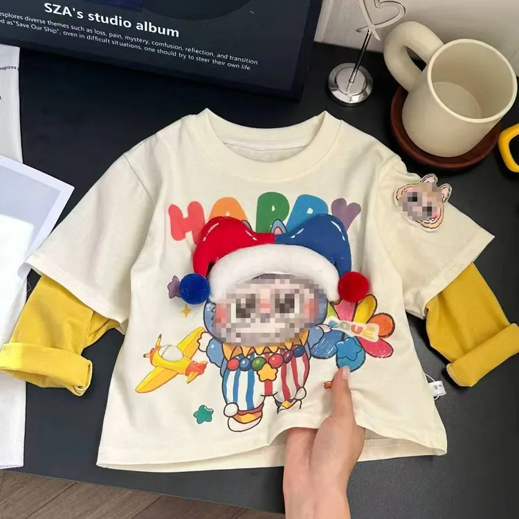 【立体玩偶】2025秋装新款韩版洋气时髦纯棉男童女童T恤长袖打底
