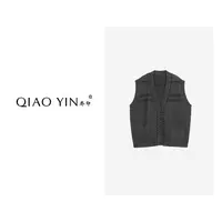 QIAO YIN“马夹”中长款针织马夹女秋季百搭时尚QY28395