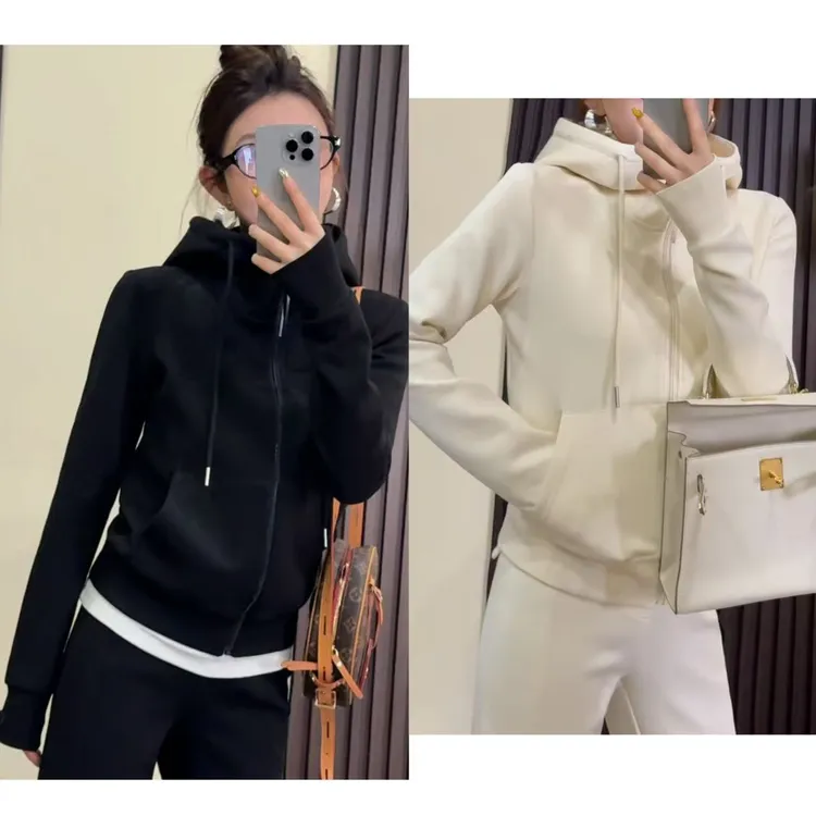 HNIH石艺2025秋冬季新款显瘦加绒90127休闲连帽长袖卫衣外套