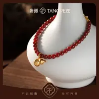 铜合金玻璃手链 设计感新中式复古石榴红串珠葫芦手链时尚饰品
