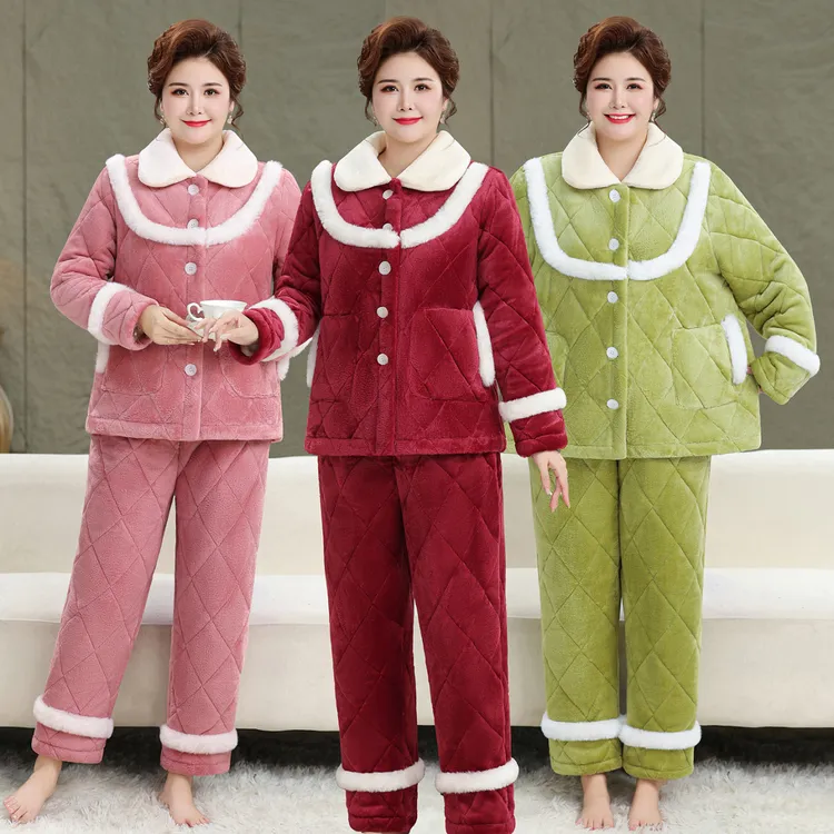240斤可穿胖妈妈装套装棉袄棉裤加绒加厚保暖居家外出时尚两件套