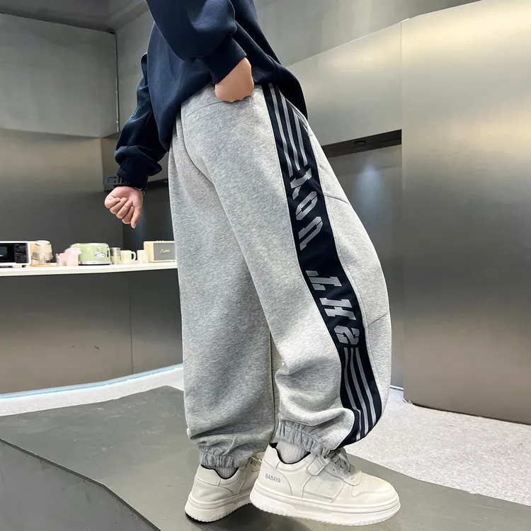 男童侧边拼色字母运动裤春秋款2025新款儿童休闲百搭卫裤中大童15