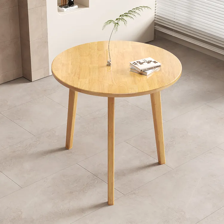 圆桌全橡胶木餐桌