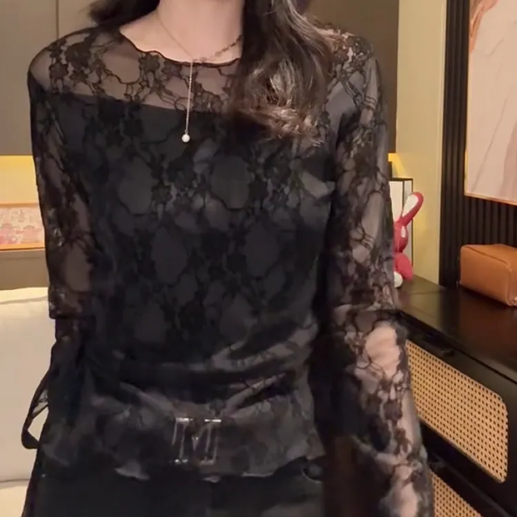 欧洲站品质女装网花长袖打底衫