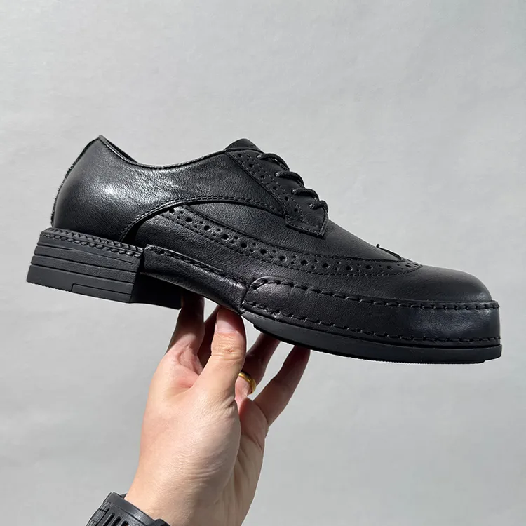 2025新款男士低帮小皮鞋牛皮正装英伦风马丁鞋潮男德比鞋子休闲鞋