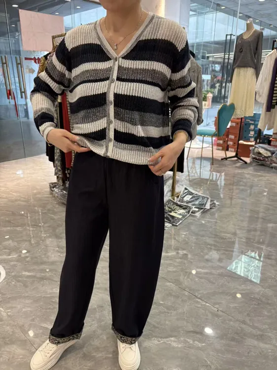 【丽丽家】秋季新款欧货重工垂感牛仔萝卜裤6690