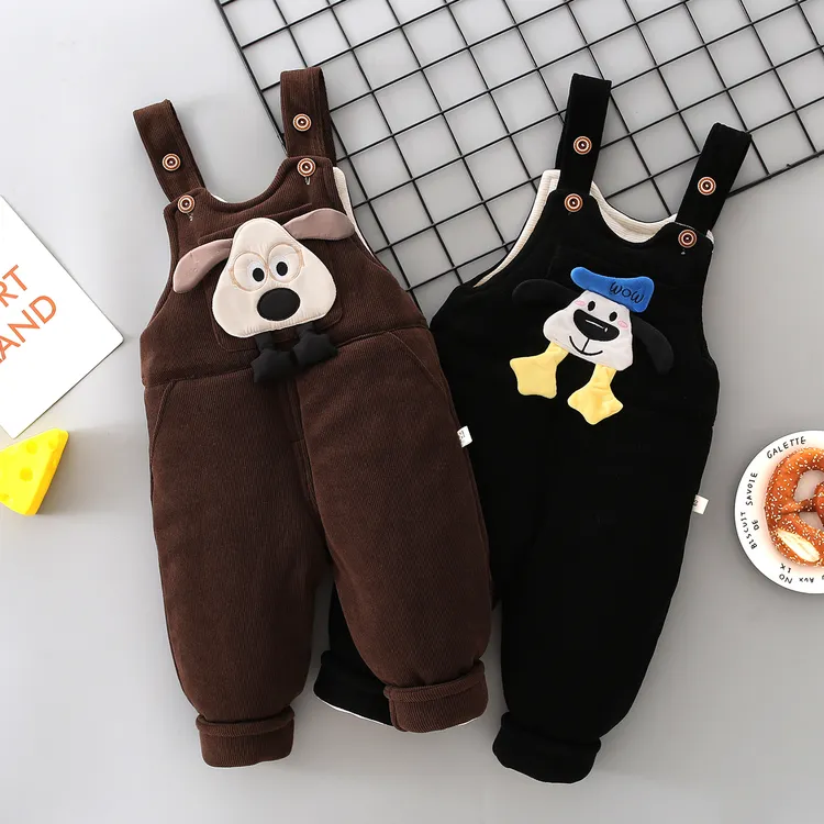 婴儿背带裤冬季加厚加棉外穿可开档连体保暖裤子宝宝背带棉裤冬装