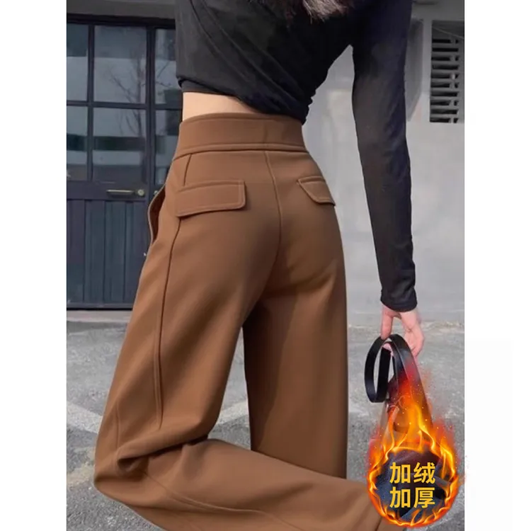 时尚百搭高腰显瘦直筒裤女2026秋冬新款宽松休闲阔腿拖地长裤子潮