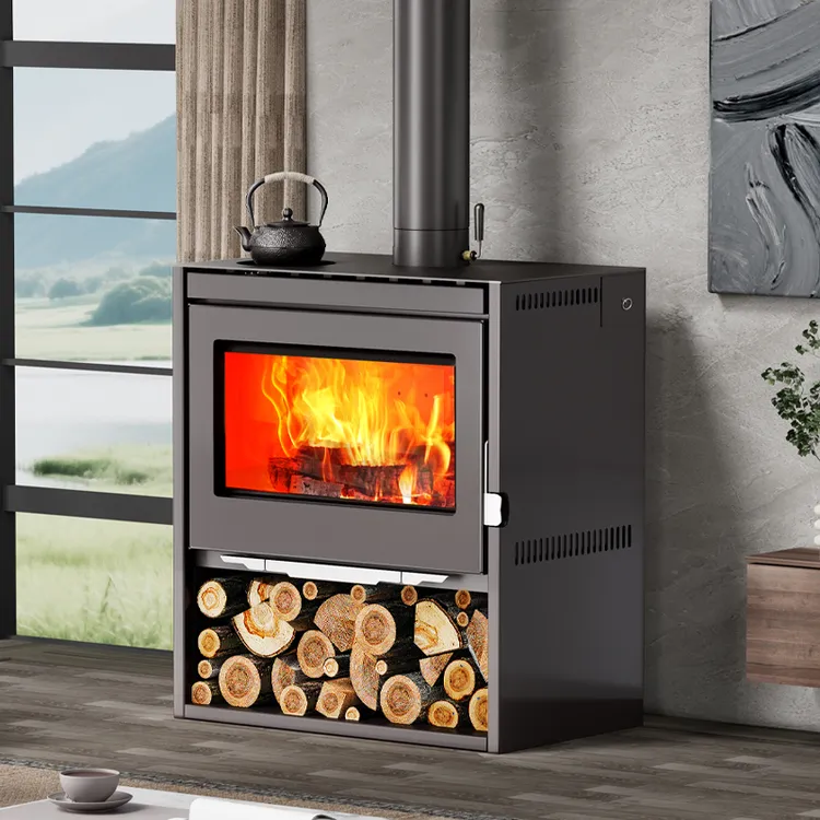 暖阳阳2025飞翼款真火燃木柴壁炉带烧水口烤箱-民宿别墅自建房