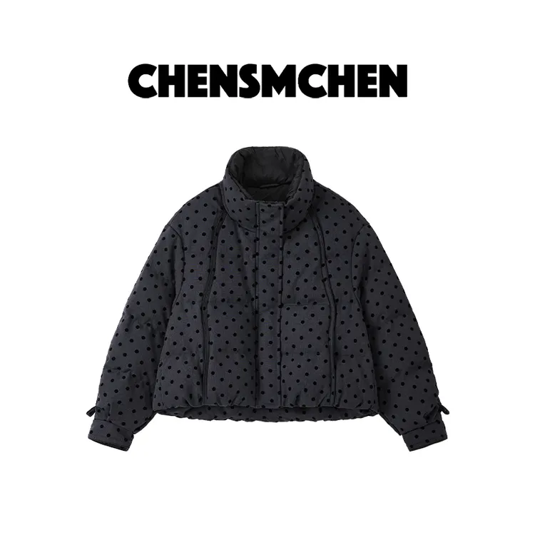 CHENSMCHEN 时尚波点短款保暖鹅绒服女百搭休闲羽绒服CSY9266SL