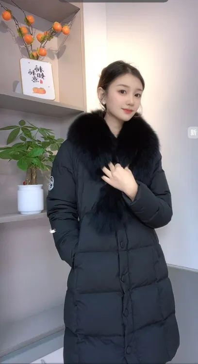 【原创轻奢】高端狐狸毛领白鹅绒羽绒服中长款收腰显瘦冬真毛领