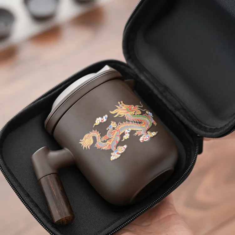 允铮紫砂变色快客杯一壶四杯旅行便携式包随身户外车载泡茶壶茶杯商品图