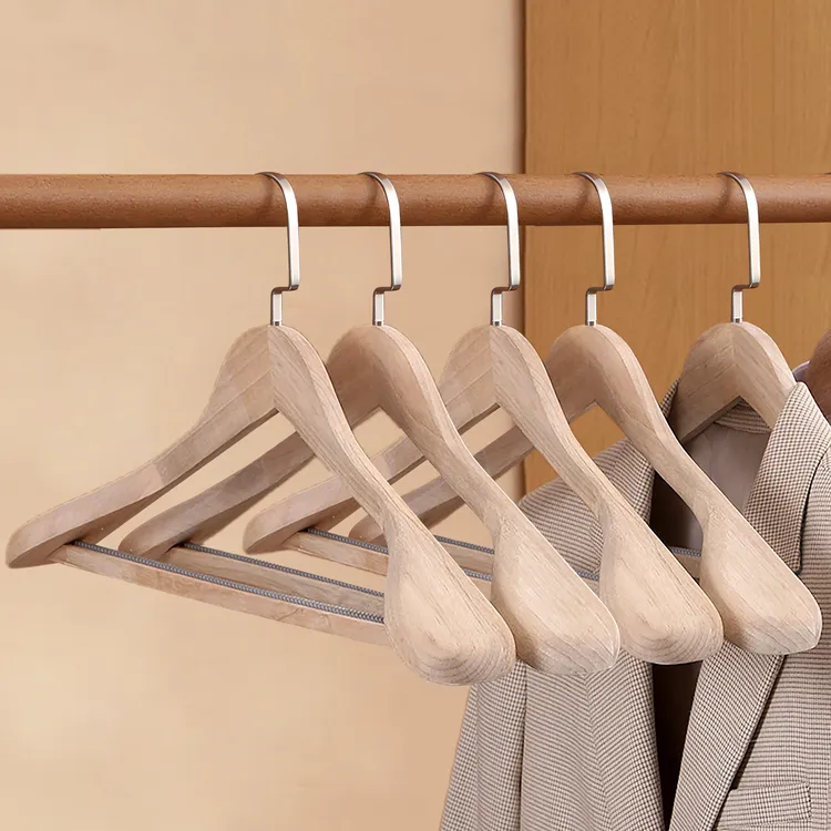 香樟木衣撑子木衣架家用原木色宽肩无痕西装木头衣挂成人裤架无漆
