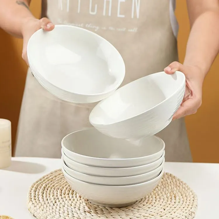 【厂家清仓】6只7英寸陶瓷碗家用餐厅餐具用汤碗面碗碗拌沙拉盘