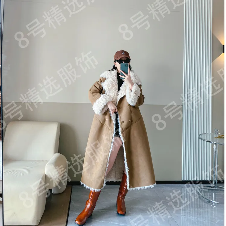 长款保暖宽松型女外套拼接韩版中长款