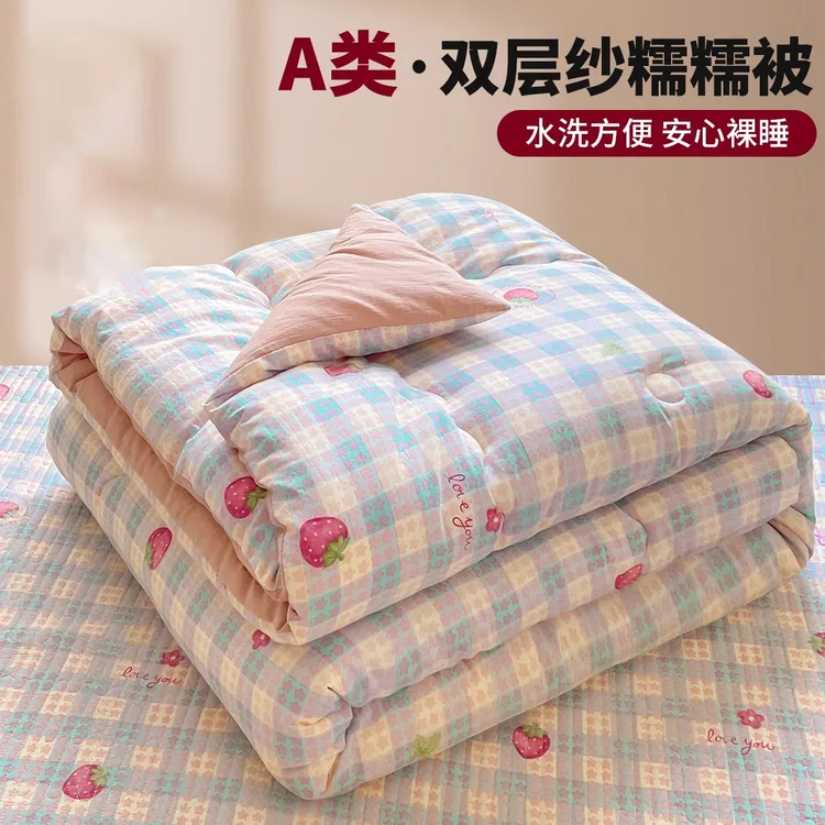 A类双层纱被子春秋被空调被学生宿舍单人加厚冬被棉被芯2026新款