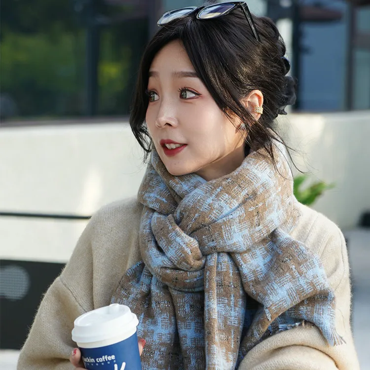 冬天保暖围巾高级感女生可爱甜美仿羊绒情侣围脖