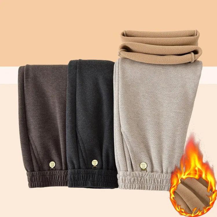 秋冬中老年女款长裤直筒裤松紧高腰妈妈装宽松洋气休闲外套大码