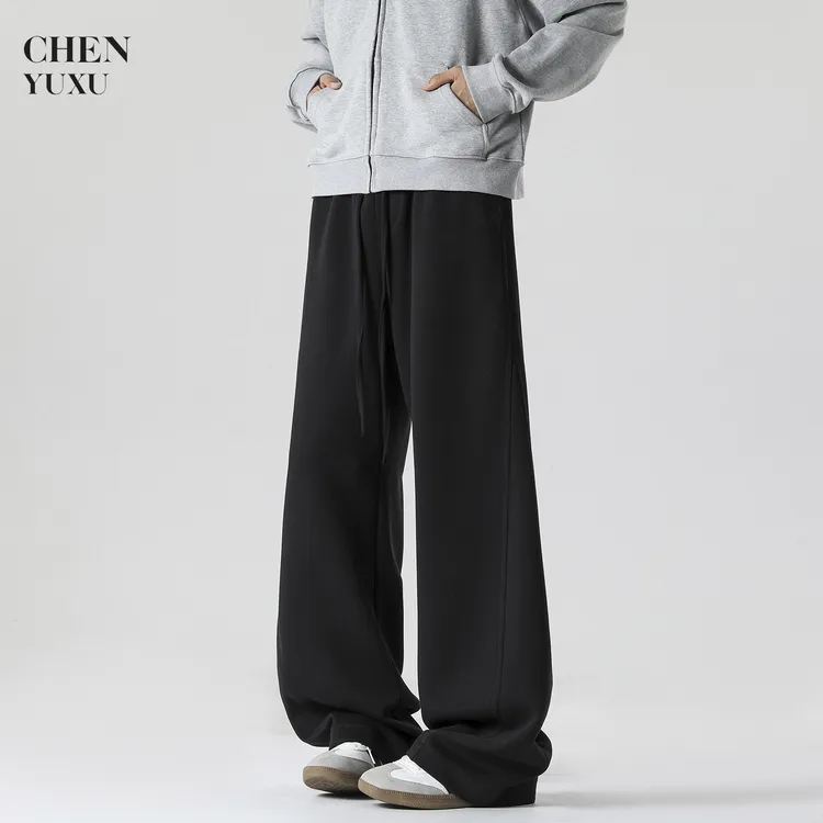 美式重磅弯刀裤子春秋男女高街潮流运动卫裤垂感宽松直筒休闲裤