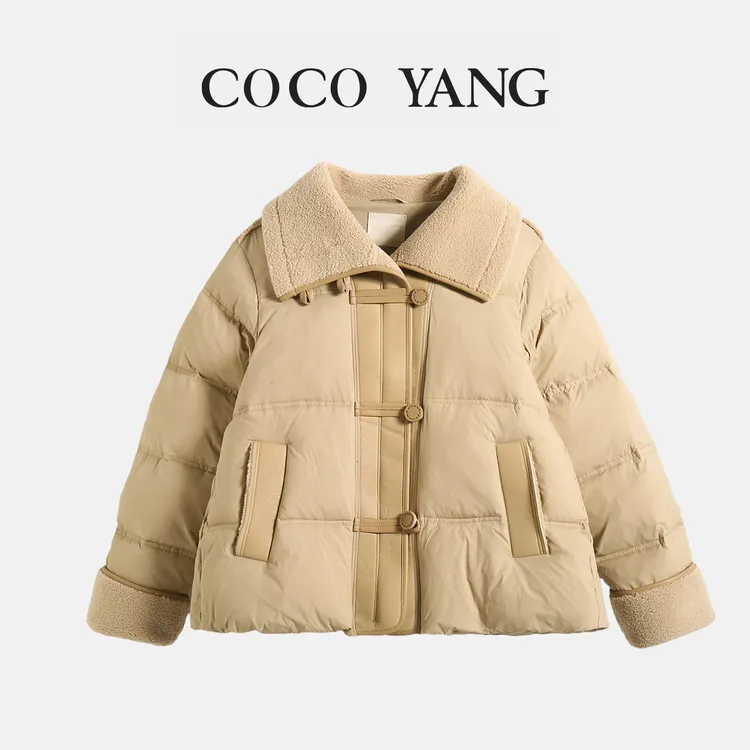 秋冬女大童韩版时尚翻领外套时尚百搭大童加绒外套-SW360