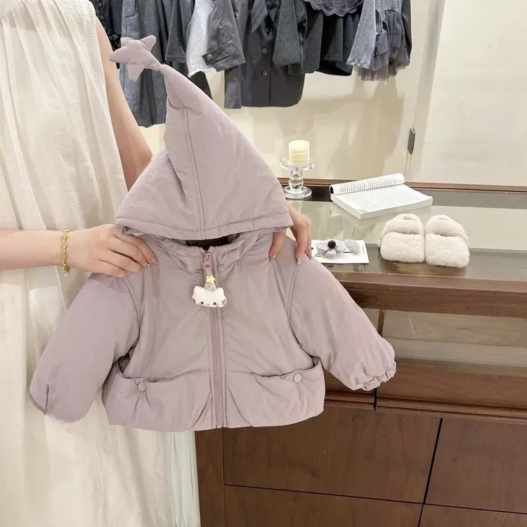 女童2025新款韩版女童棉服儿童棉衣保暖加绒尖尖帽棉袄冬女孩外套