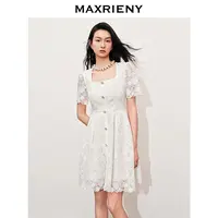 【若谷大大】MAXRIENY浪漫华丽感玫瑰珠饰蕾丝连衣裙