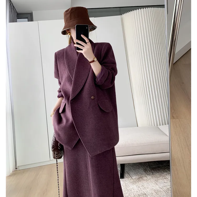 懂点毛呢外套女2025秋冬季新款韩版休闲高级感气质鱼尾裙两件套裙