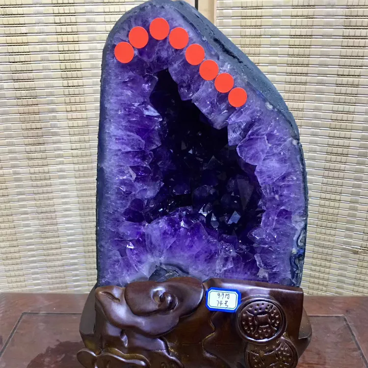 天然原皮原矿紫晶洞客厅书房玄关办公桌摆件（重量是总重）