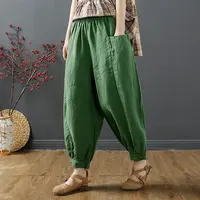【清货+运费险】棉麻灯笼裤女装新款九分裤文艺休闲束脚哈伦裤Y883