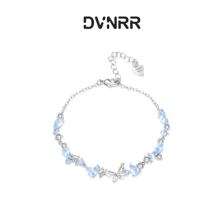 925银合成锆石手链 DVNRR海蓝蝶语设计师原创百搭小众蝴蝶手链ins