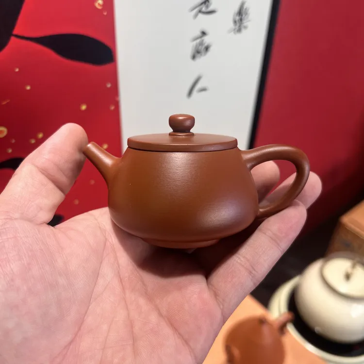 潮州原矿朱泥石瓢壶手工工夫茶具小容量泡茶壶