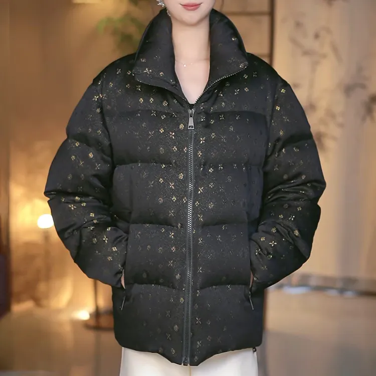 K656男士 2025新款彩金正绢男士桑蚕丝填充白鹅绒羽绒服加厚外套