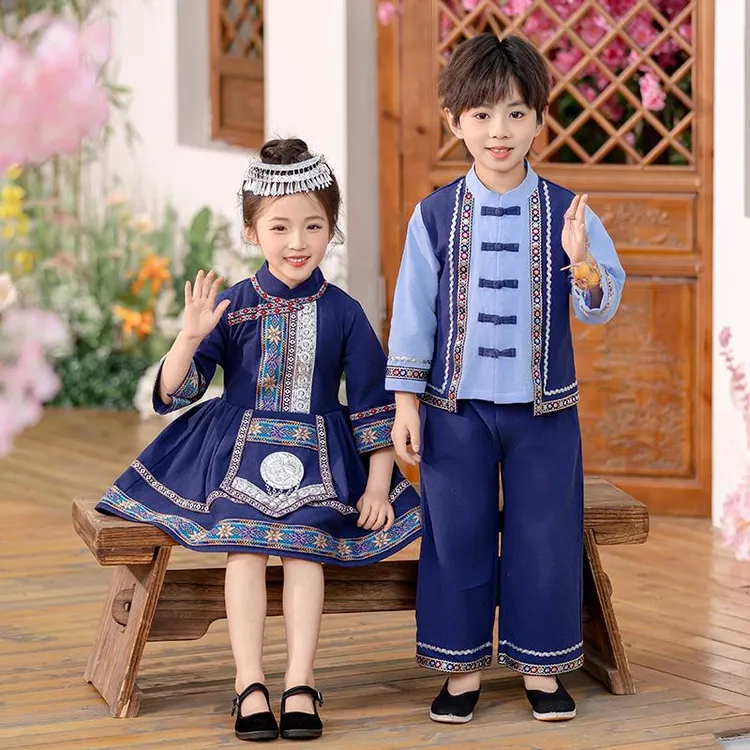 三月三广西壮族少数民族服装饰苗族藏族蒙古族舞蹈儿童演出服古装