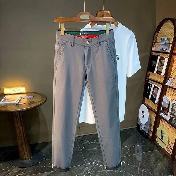 男士休闲裤2025夏季新款商务高级西裤透气弹力工装运动直筒男长裤