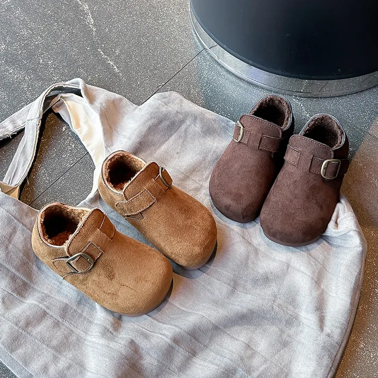 儿童韩版棉鞋2025冬季新款女童时尚休闲加绒勃肯鞋男童保暖豆豆鞋