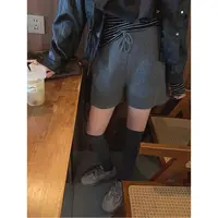 智英欧尼 灰色短裤【针织裤子高腰秋季网红洋气炸街女装休闲时尚】