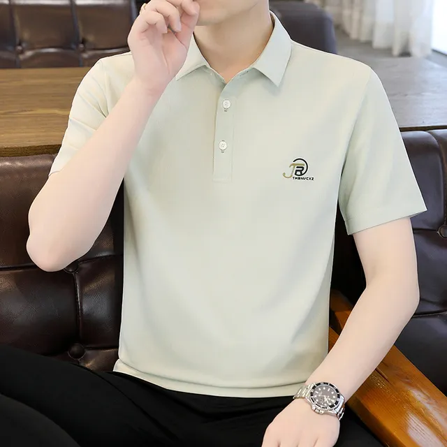 男士冰丝短袖翻领polo衫2025夏季新款休闲半袖修身款夏装青年t恤