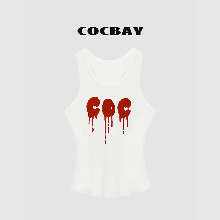 COCBAY-Urban Drift|形象款时尚肤感休闲字母印花工字背心YB0019