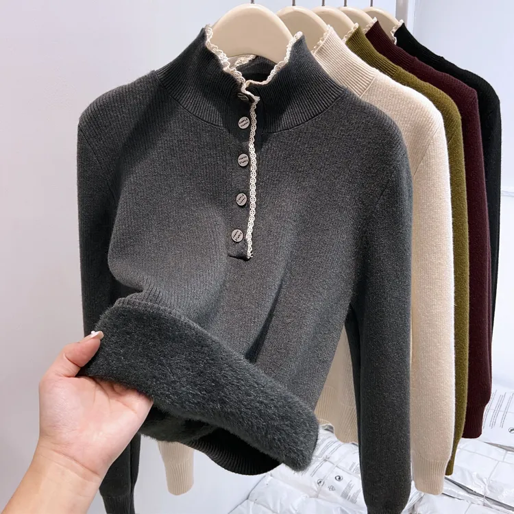 【POSHROSEBUD】加厚长袖针织冬打底衫休闲风毛针织衫秋冬秋季洋气