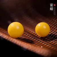 【桃总推荐】鸡油黄蜜蜡10mm圆珠单珠配饰多样性发一件@@ZY40313006