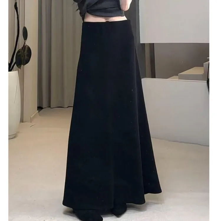 秋冬A字加长裙半身裙气质伞裙冬季高腰显瘦长裙裙子秋冬款小个子